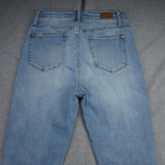 Judy Blue Jeans Womens 3/26 Blue Light Wash Skinny Fit Button Fly Raw Hem L - Picture 3 of 13